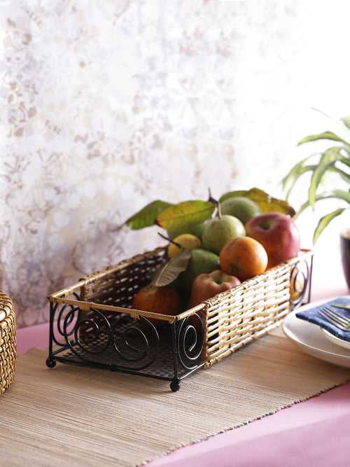 Wicker Bamboo Rectangle Fruit/Vegetable Basket