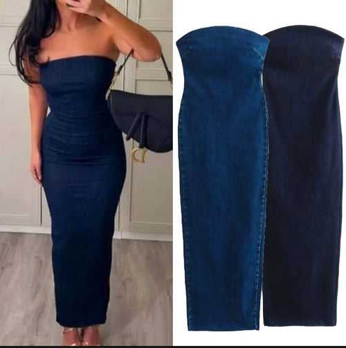 Jenny Denim Tube Maxi Dress