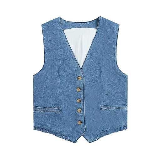 Kesha Denim Waistcoat Top