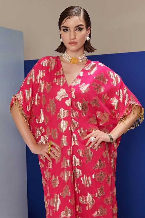 Aubrey Pink Lurex Kaftan