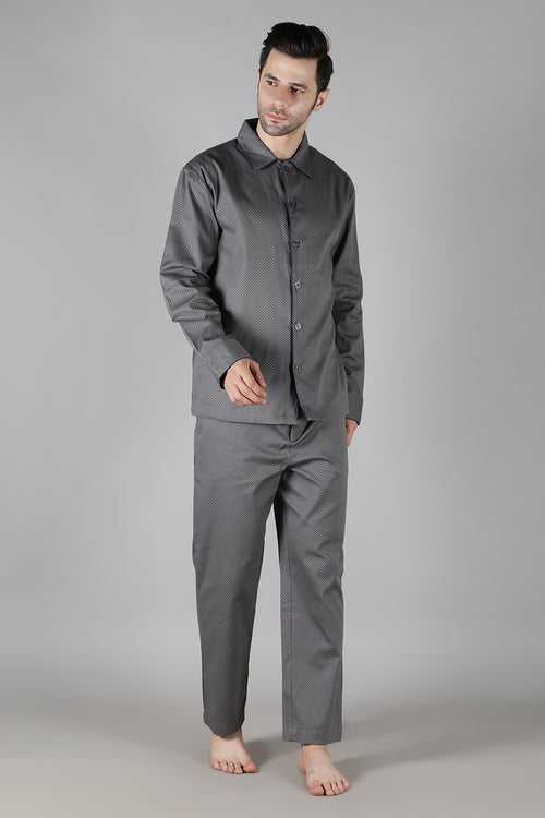 Men's Dark Grey Polka Pyjama Set