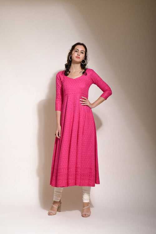 Karuna Pink chikankari style Gown