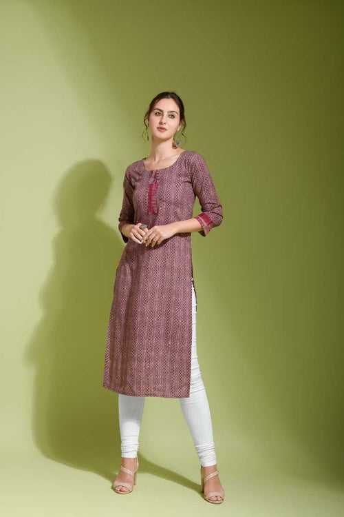 Neethya Pink rayon straight kurta