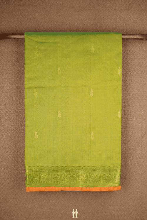 Leaf Zari Buttas Lime Green Traditional Silk Cotton Saree