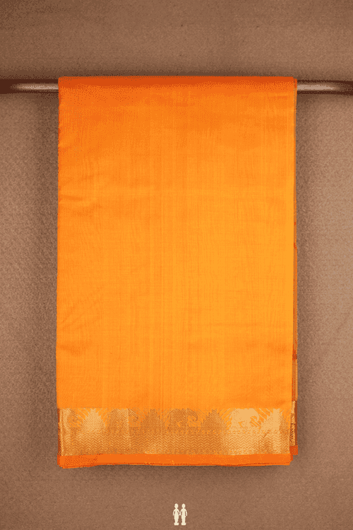 Elephant Border Royal Orange Traditional Silk Cotton Saree