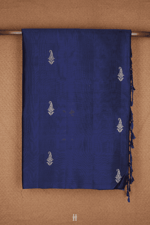 Allover Floral Zari Buttas Navy Blue Soft Silk Saree