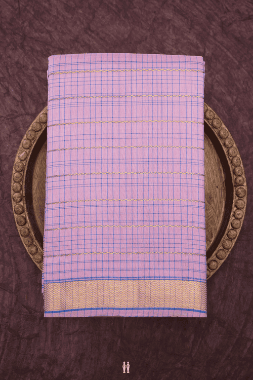 Checks Design Pastel Pink Kanchipuram Silk Saree