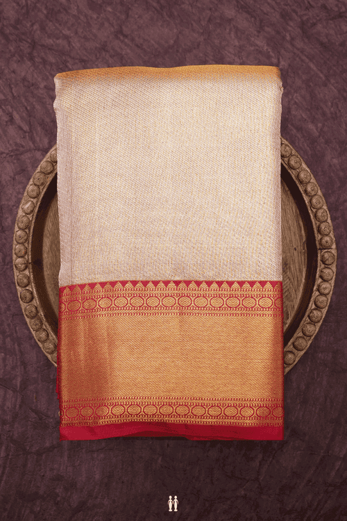 Diagonal Design Pink Tissue Kanchipuram Silk Saree