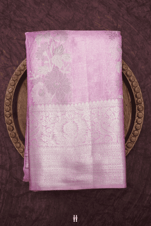 Floral Design Pink Tissue Kanchipuram Silk Saree