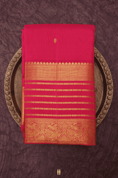 Floral Zari Buttis Rani Pink Kanchipuram Silk Saree