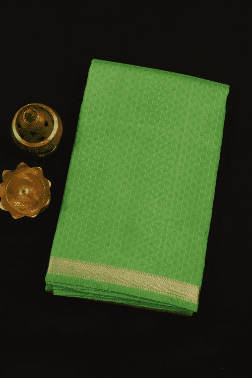 Paai Madippu Kattai Design Light Green Kanchipuram Silk Saree