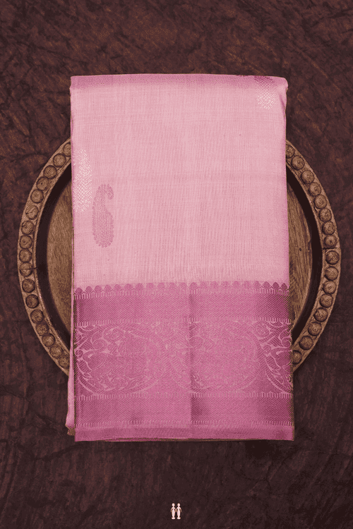 Paisley Threadwork Buttas Orchid Pink Kanchipuram Silk Saree