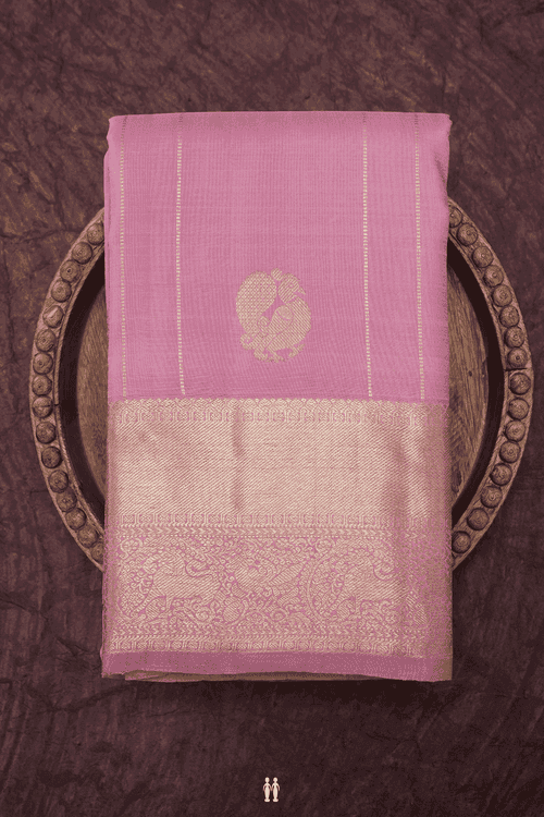 Striped With Buttas Blush Pink Kanchipuram Silk Saree