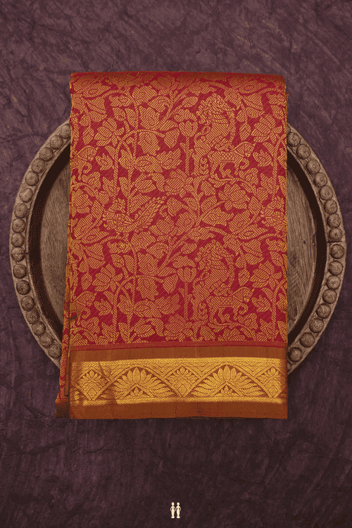 Vanasingaram Design Ruby Red Kanchipuram Silk Saree