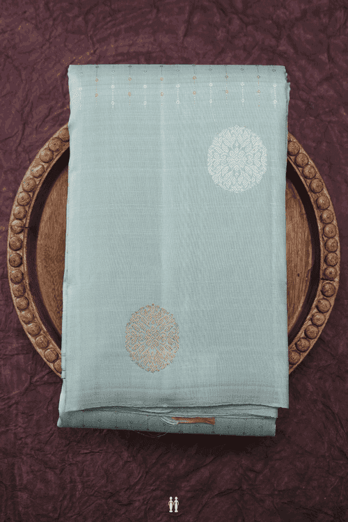 Zari Striped Design Dusty Jade Green Kanchipuram Silk Saree