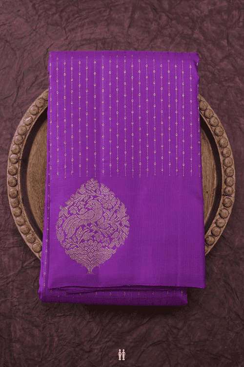Zari Stripes Design Purple Kanchipuram Silk Saree