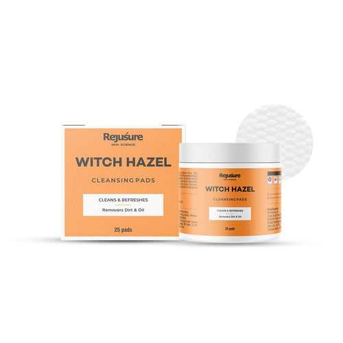 Rejusure Witch Hazel Cleansing Pads Cleanse & Refreshes, Removes Dirt & Oil | Enrich with Witch Hazel Extract, Almond Oil | Women & Men | Cruelty Free & Dermatologist Tested - 25 Pads