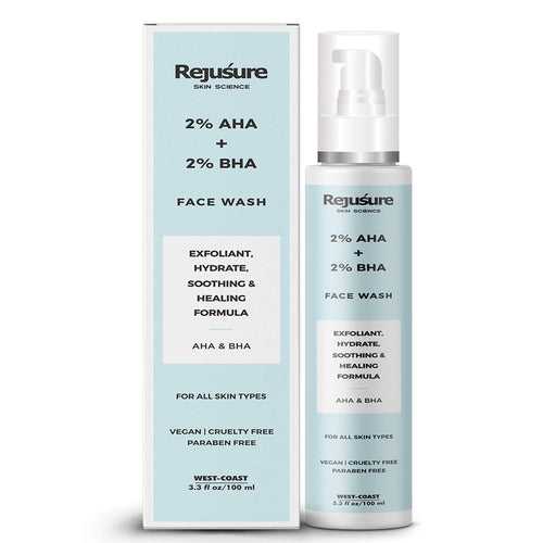 Rejusure AHA 2% + BHA 2% Face Wash for Exfoliant, Hydrate, Soothing & Healing Formula – 100ml (Pack of 5)