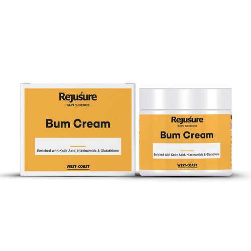 Rejusure Bum Cream with Glutathione, Niacinamide & Kojic Acid | Brightening Bum | Dark Spot | Stretch Mark | Skin Care - 50gm