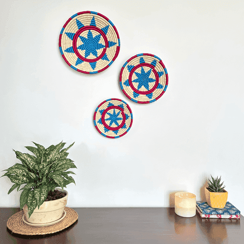 Turquoise Bloom Sabai Wall Basket (Set of 3)