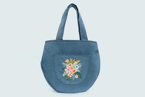 Tying Tote Embroidered - Blue