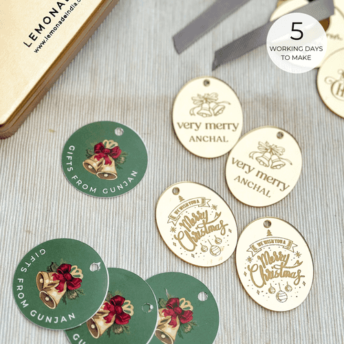 Personalized - Acrylic Gold Tags - Very Merry - Oval