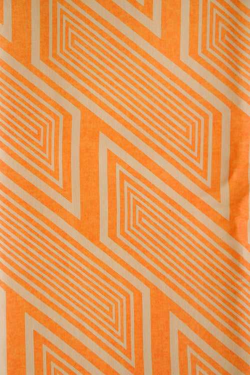 Aesthetic Yellow Geometric Digital Print on Tussar Satin Fabric