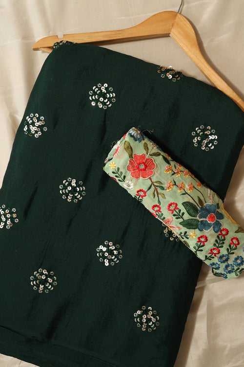 Bottle Green And Olive Saree set (2 Piece)