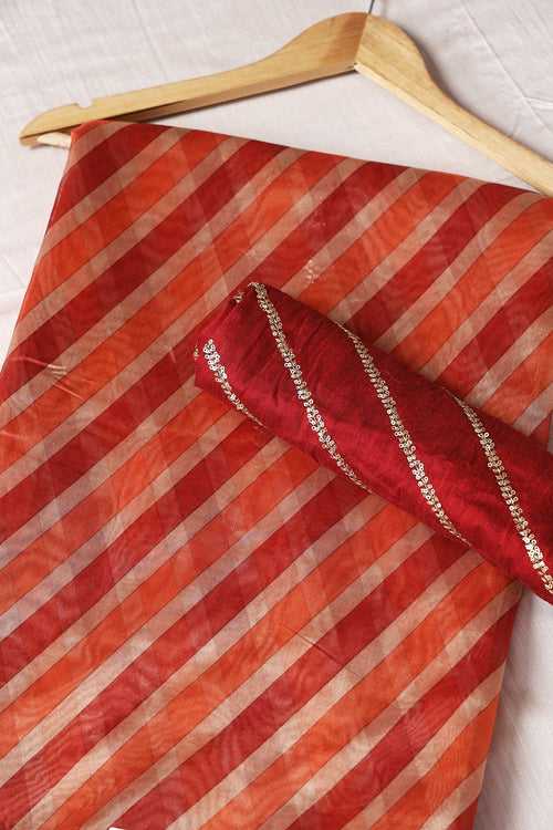 Orange And Maroon Saree set (2 Piece)