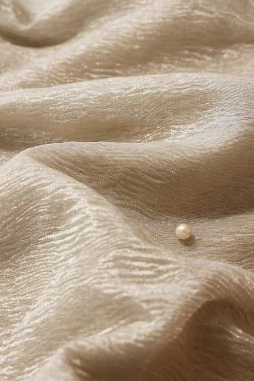 Silver Banarasi Zari Crush Tissue Fabric (Width 44)