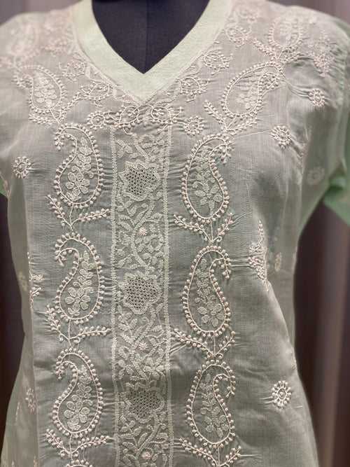 Veersons Chikankari Hand-Embroidered Cotton Kurta