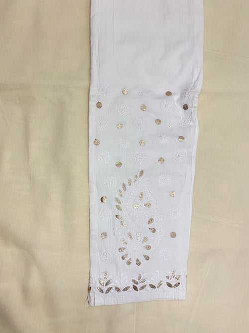 Veersons Chikankari Cotton Stretch Pants with Gotta Patti work with Pockets