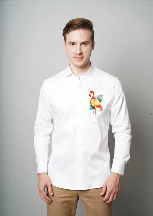 Flamingo Paradise Handpainted Shirt