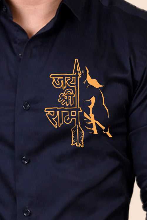 Ayodhya Pati Navy Handpainted Shirt