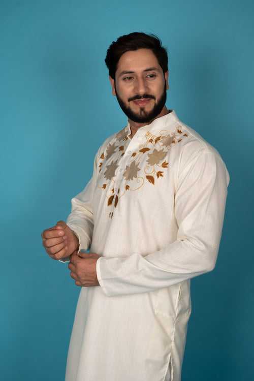 Bageecha Ivory Handpainted Kurta