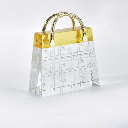 Opulent Glam: Crystal & Copper Alloy Handbag Sculpture - Style 2 (Amber)