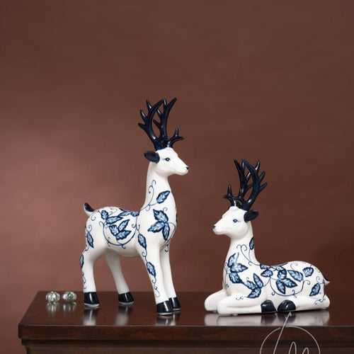 The Scintillating Reindeer - Porcelain Table Showpieces (Set of 2)