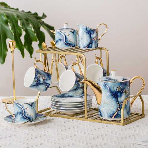 Blue Dew Teaset (16 pieces set with Stand)