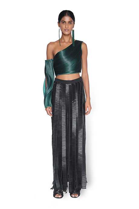 Metal One-Shoulder Cropped Top