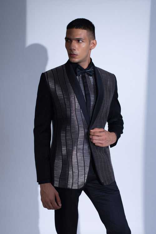 Wave Cord Corrugated Panel Tuxedo with Trousers