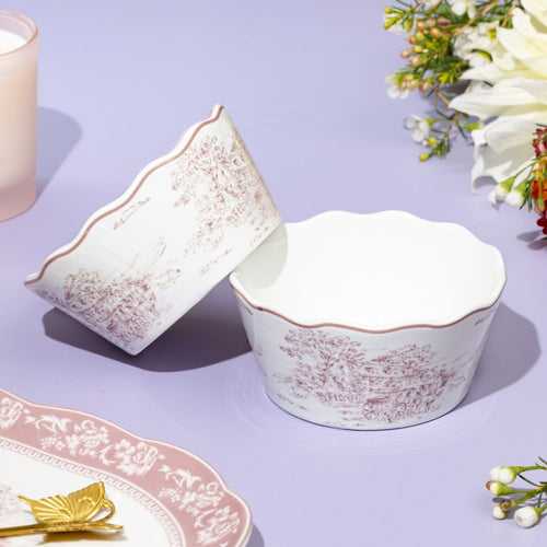 Eloise White & Pink Serving Bowl- Set of 2