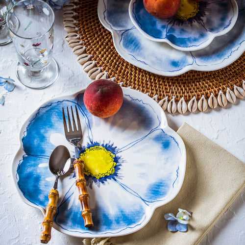 Augusta Floral Blue Snack Plate - Set of 2