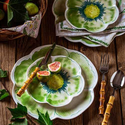 Augusta Floral Green Snack Plate - Set of 2