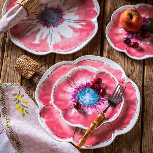 Augusta Floral Pink Snack Plate - Set of 2
