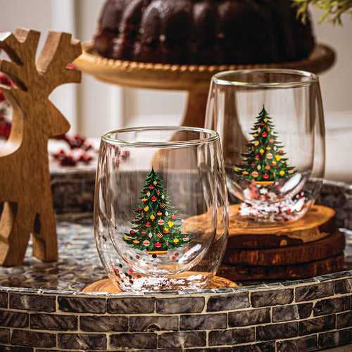 Christmas Cheer Double-Walled Glass Set - Set of 2