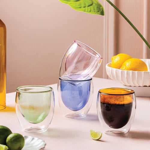 Oceania Double-Walled Wave Glass - Set of 4