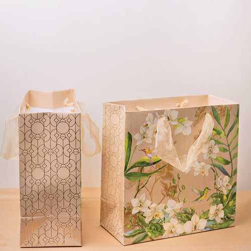 Serendipity Orchids Gift Bags - Beige - Set of 5