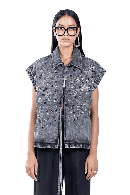 HANDCRAFTED CRYSTAL TIE-UP VEST