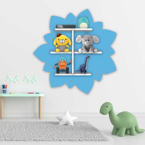 Designer Rangoli Shape Wooden LED Light Wall Shelf for Kids