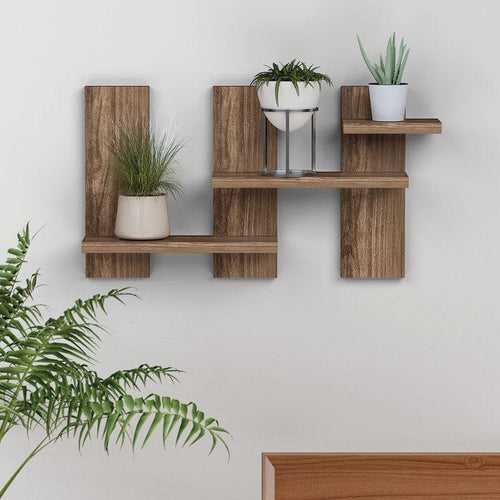 Minimalist Shaped Artistic Wooden Wall Shelves Set of Three